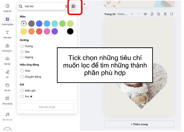 Hướng dẫn tìm kiếm các thành phần đơn lẻ trong một mẫu thiết kế trên Canva