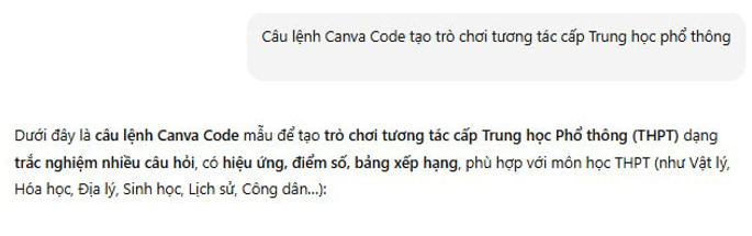 Tổng hợp các câu lệnh Canva Code tạo trò chơi tương tác cấp THPT