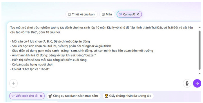 Tổng hợp các câu lệnh Canva Code tạo trò chơi tương tác cấp THPT