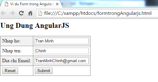 Ví dụ Form trong AngularJS