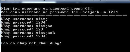 Kiểm tra username và password trong C#