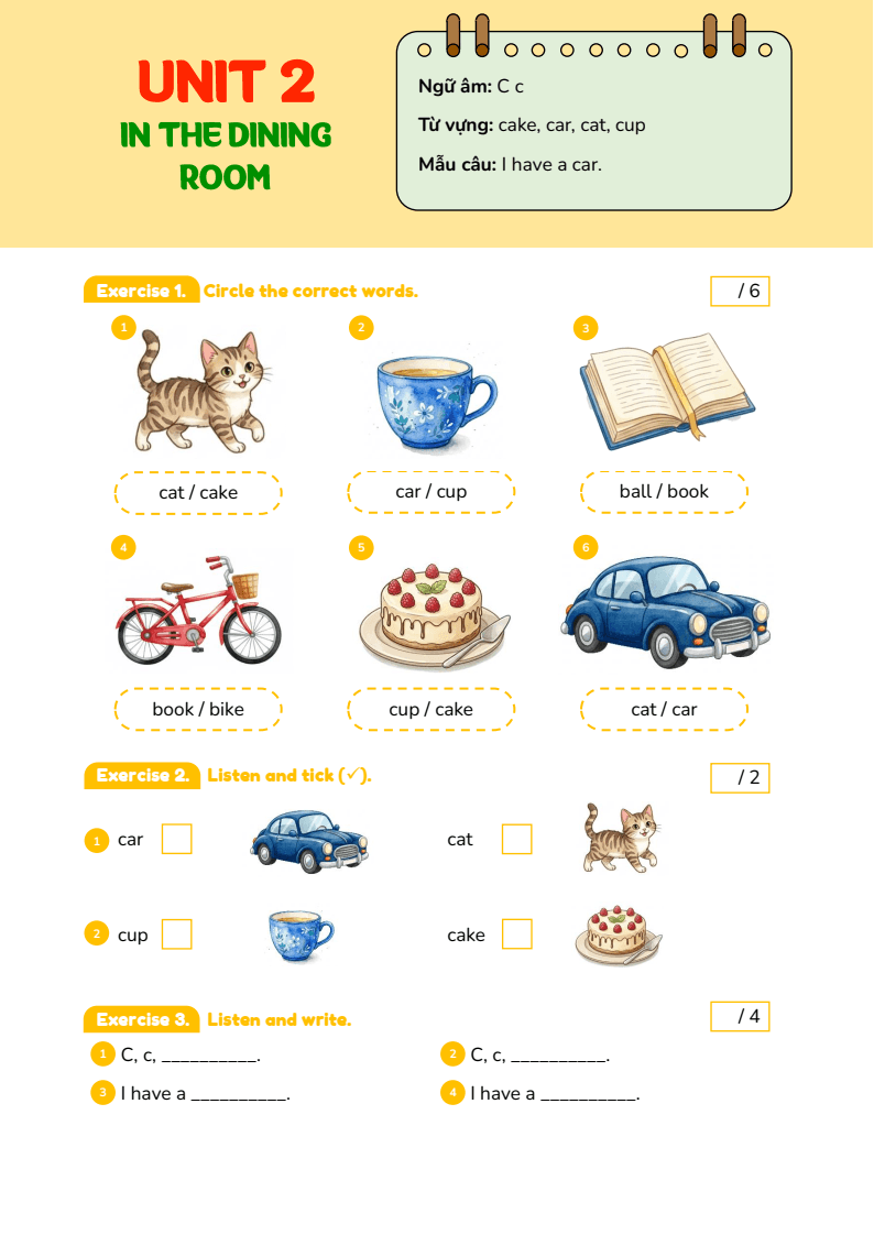 Bài tập cuối tuần Tiếng Anh lớp 1 Global Success (có đáp án) | Đề kiểm tra cuối tuần Tiếng Anh lớp 1