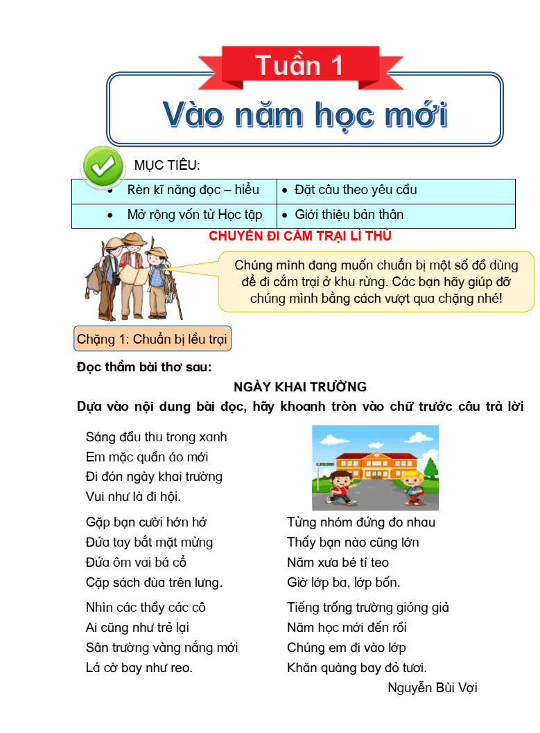 Bài tập cuối tuần Tiếng Việt lớp 3 Tuần 1 Chân trời sáng tạo có đáp án (có đáp án) | Đề kiểm tra cuối tuần Tiếng Việt lớp 3