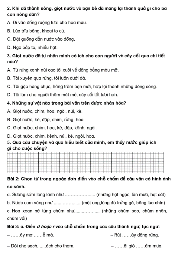 Bài tập cuối tuần Tiếng Việt lớp 3 Tuần 35 Chân trời sáng tạo có đáp án (có đáp án) | Đề kiểm tra cuối tuần Tiếng Việt lớp 3