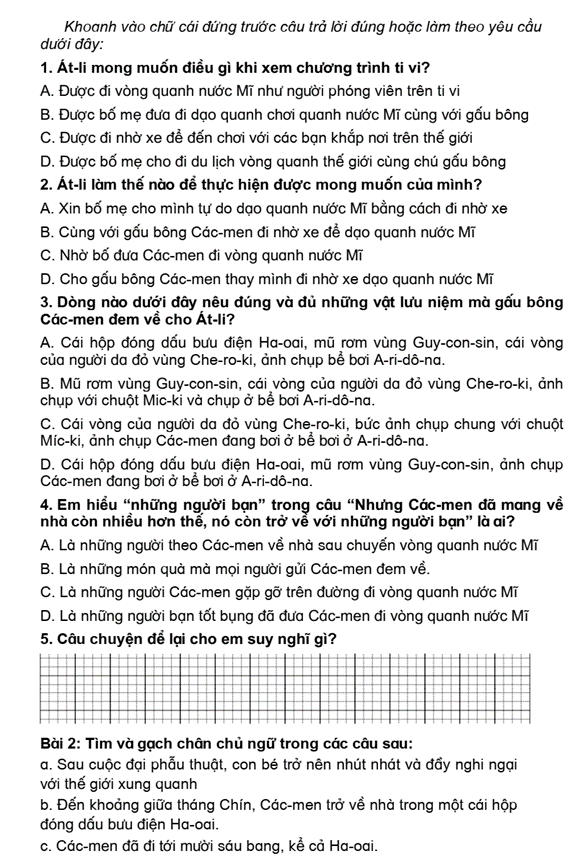 Bài tập cuối tuần Tiếng Việt lớp 4 Tuần 17 Cánh diều (có đáp án) | Đề kiểm tra cuối tuần Tiếng Việt lớp 4