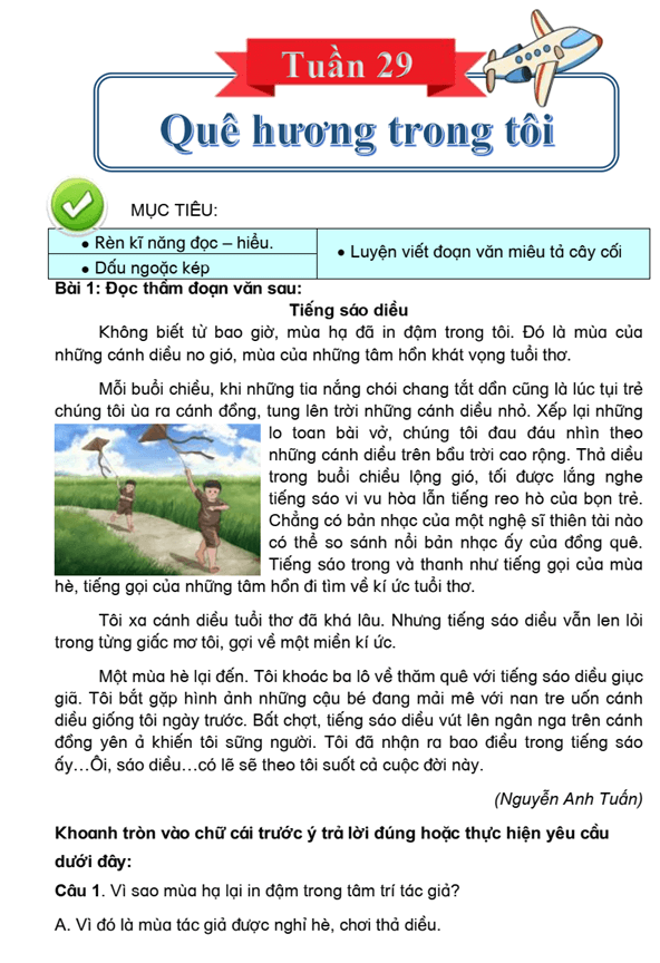 Bài tập cuối tuần Tiếng Việt lớp 4 Tuần 29 Kết nối tri thức (có đáp án) | Đề kiểm tra cuối tuần Tiếng Việt lớp 4