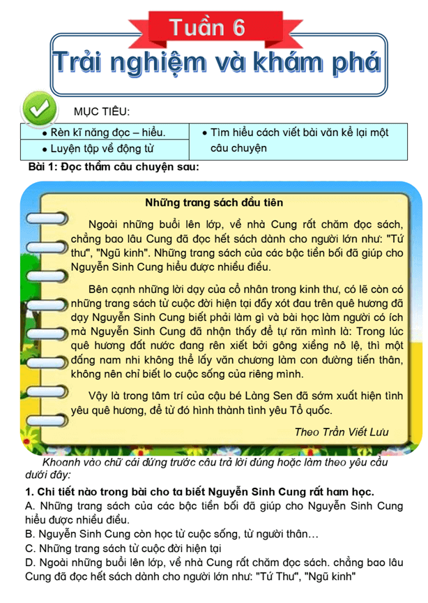 Bài tập cuối tuần Tiếng Việt lớp 4 Tuần 6 Kết nối tri thức (có đáp án) | Đề kiểm tra cuối tuần Tiếng Việt lớp 4
