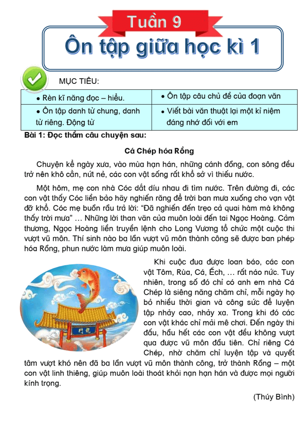 Bài tập cuối tuần Tiếng Việt lớp 4 Tuần 9 Kết nối tri thức (có đáp án) | Đề kiểm tra cuối tuần Tiếng Việt lớp 4