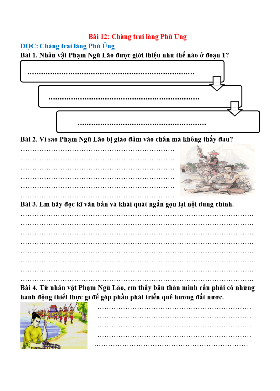 Bài tập hàng ngày Tiếng Việt lớp 4 Bài 12: Chàng trai làng Phù Ủng | Kết nối tri thức