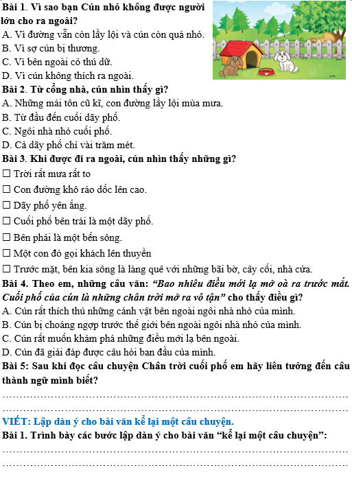 Bài tập hàng ngày Tiếng Việt lớp 4 Bài 14: Chân trời cuối phố | Kết nối tri thức