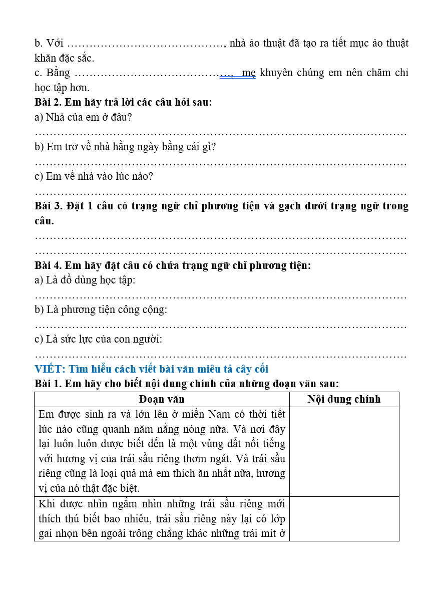 Bài tập hàng ngày Tiếng Việt lớp 4 Bài 17: Cây đa quê hương | Kết nối tri thức