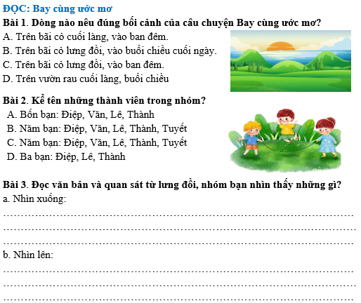 Bài tập hàng ngày Tiếng Việt lớp 4 Bài 25: Bay cùng ước mơ | Kết nối tri thức