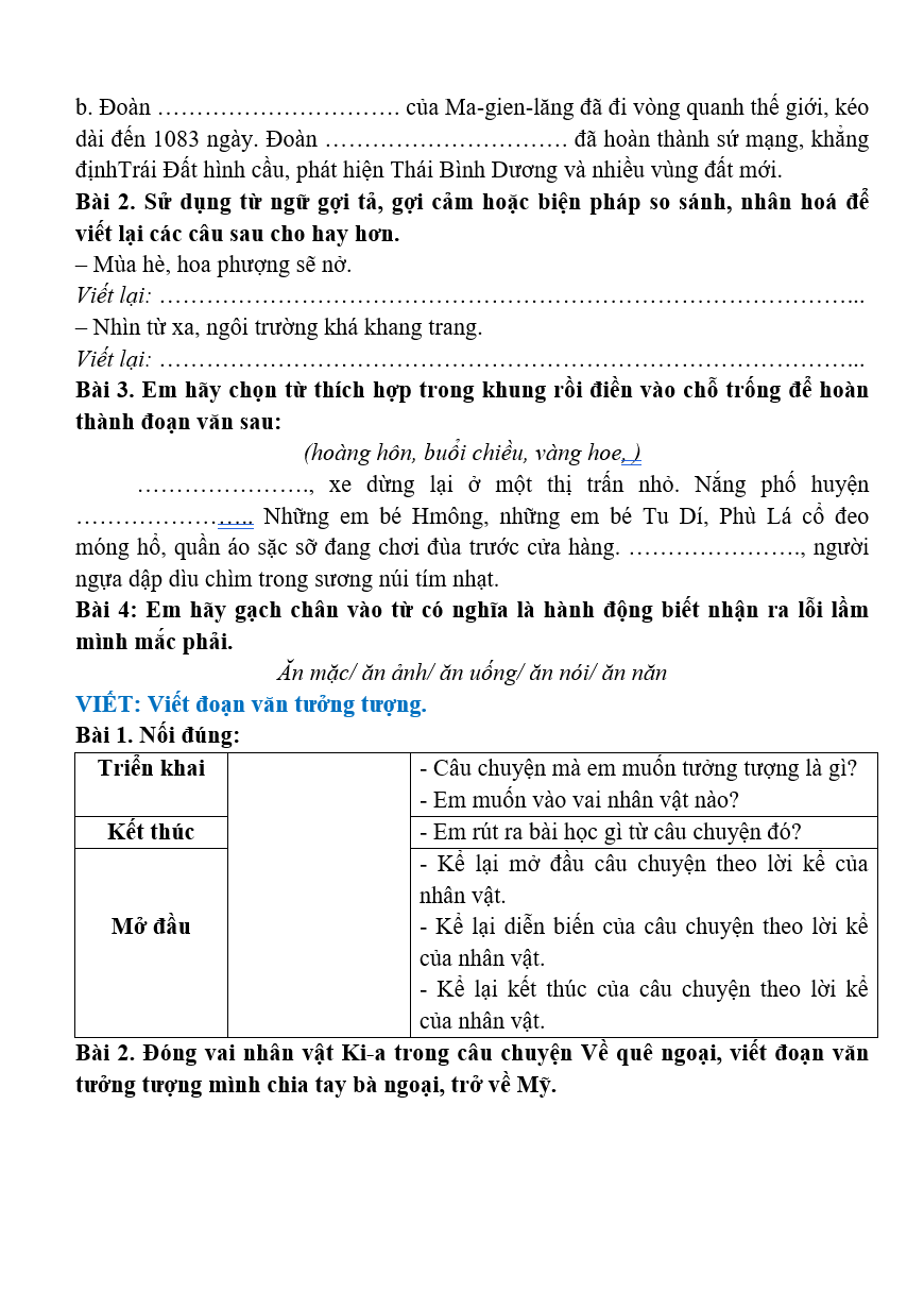 Bài tập hàng ngày Tiếng Việt lớp 4 Bài 25: Khu bảo tồn động vật hoang dã Ngô-rông-gô-rô | Kết nối tri thức
