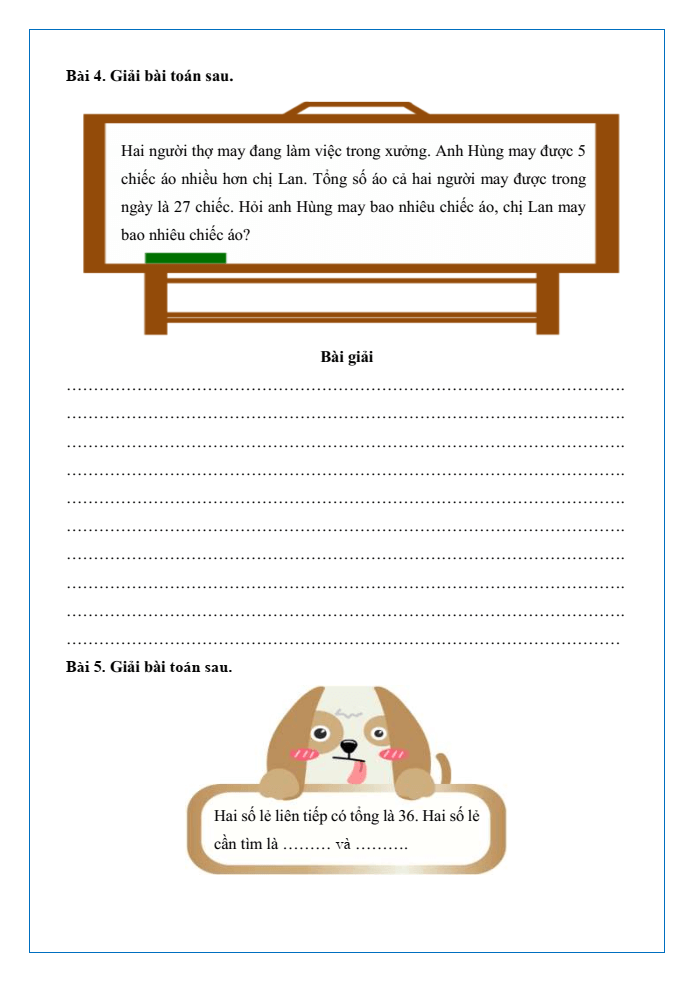 Bài tập hàng ngày Toán lớp 4 Bài 25: Tìm hai số biết tổng và hiệu của hai số đó | Kết nối tri thức