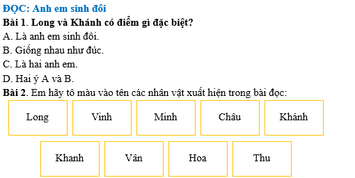Bài tập hàng ngày Tiếng Việt lớp 4 Bài 3: Anh em sinh đôi | Kết nối tri thức