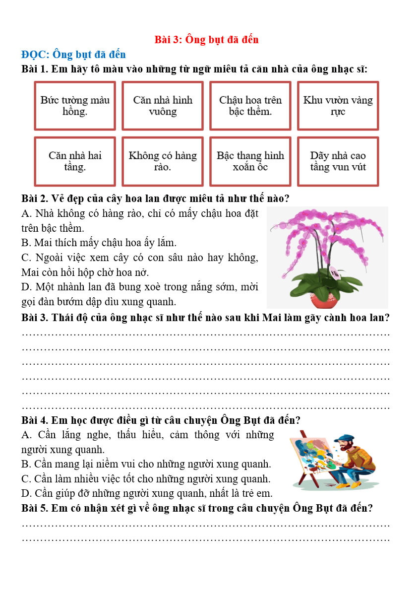 Bài tập hàng ngày Tiếng Việt lớp 4 Bài 3: Ông bụt đã đến | Kết nối tri thức