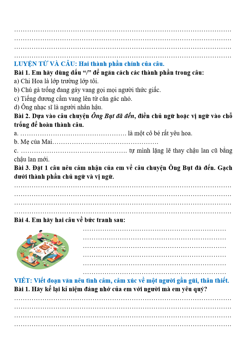 Bài tập hàng ngày Tiếng Việt lớp 4 Bài 3: Ông bụt đã đến | Kết nối tri thức