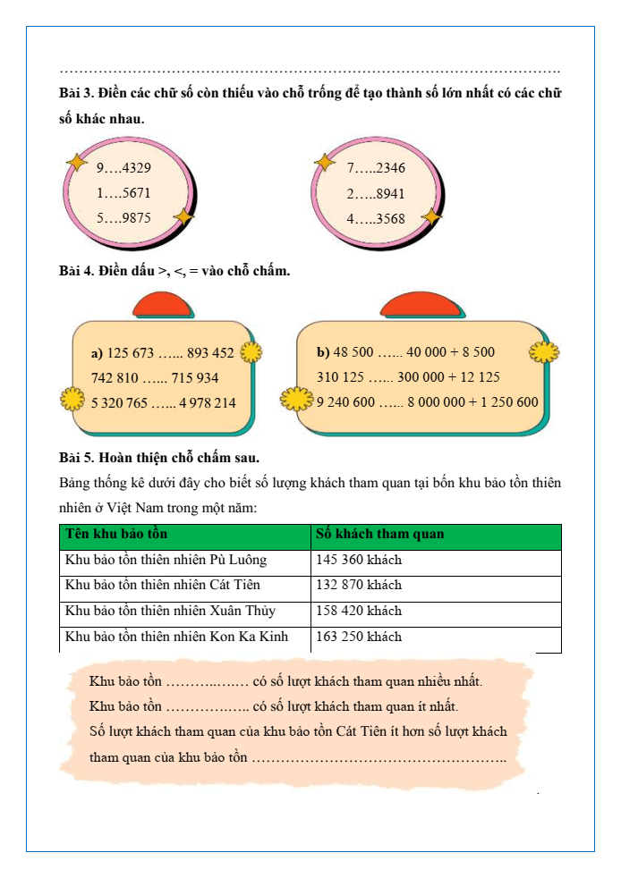 Bài tập hàng ngày Toán lớp 4 Bài 33: Ôn tập các số đến lớp triệu | Kết nối tri thức