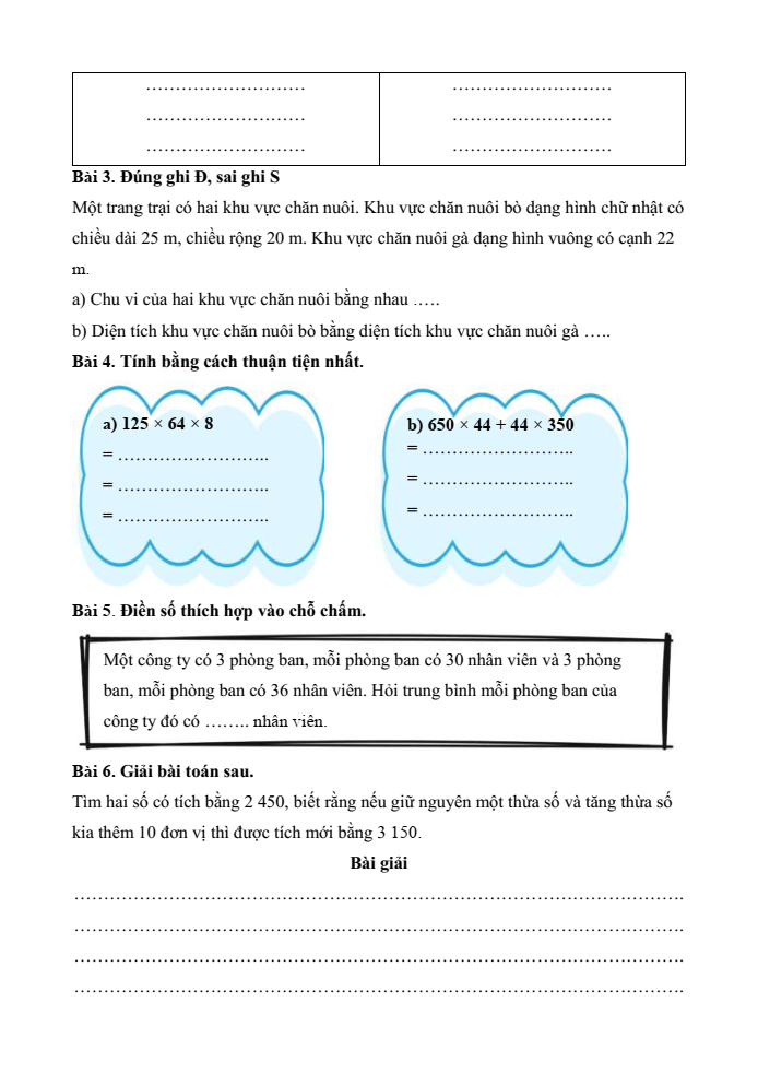Bài tập hàng ngày Toán lớp 4 Bài 48: Luyện tập chung | Kết nối tri thức