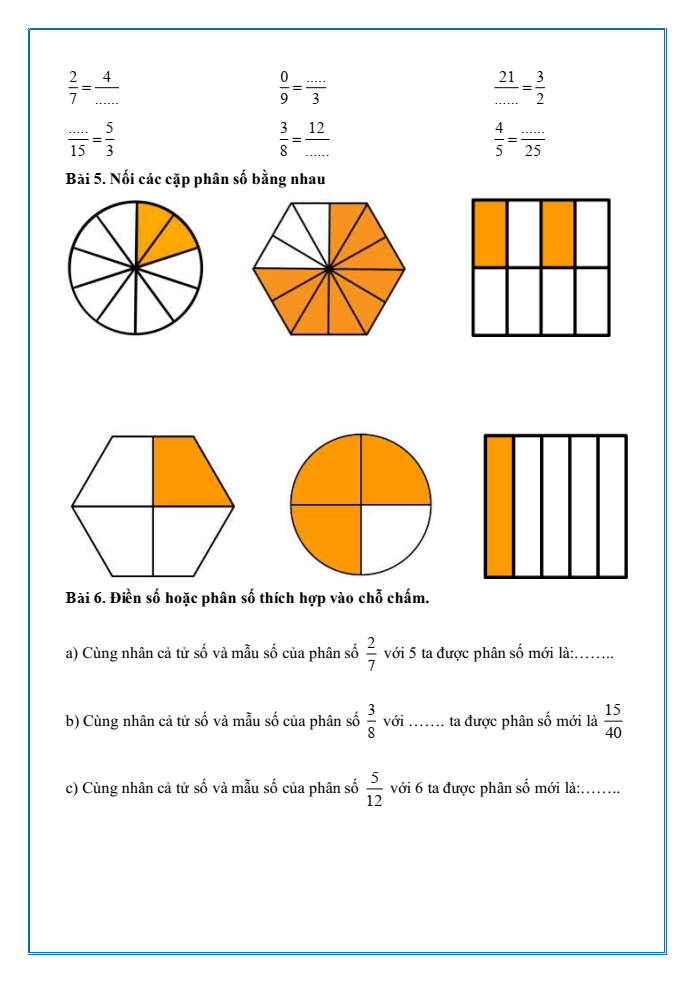 Bài tập hàng ngày Toán lớp 4 Bài 55: Tính chất cơ bản của phân số | Kết nối tri thức