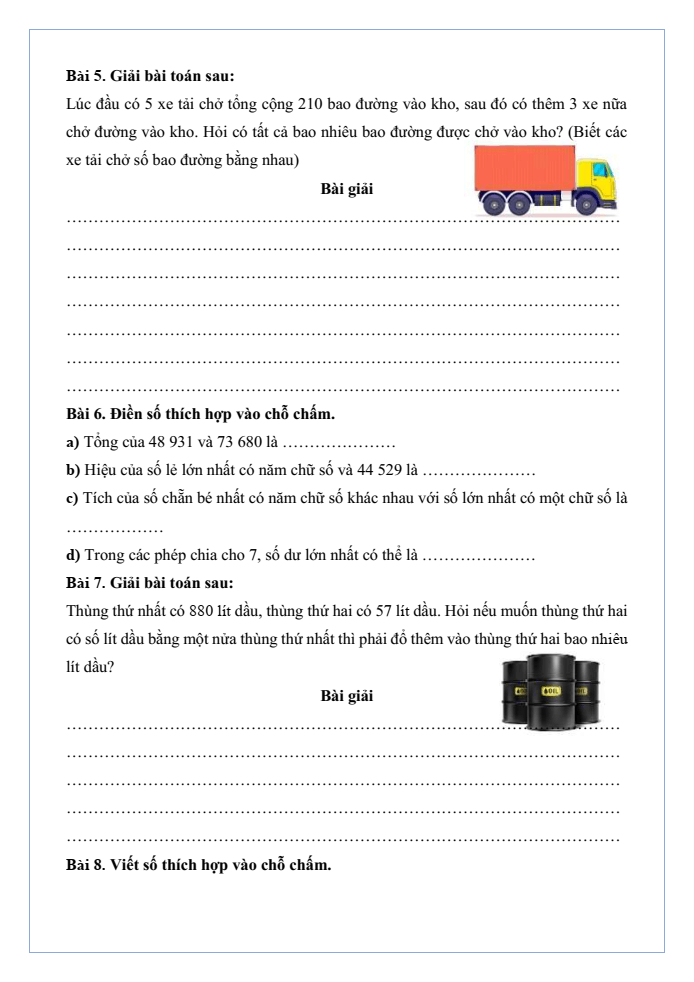 Bài tập hàng ngày Toán lớp 4 Bài 6: Luyện tập chung | Kết nối tri thức