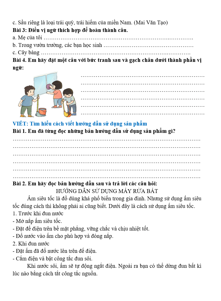 Bài tập hàng ngày Tiếng Việt lớp 4 Bài 7: Con muốn làm một cái cây | Kết nối tri thức