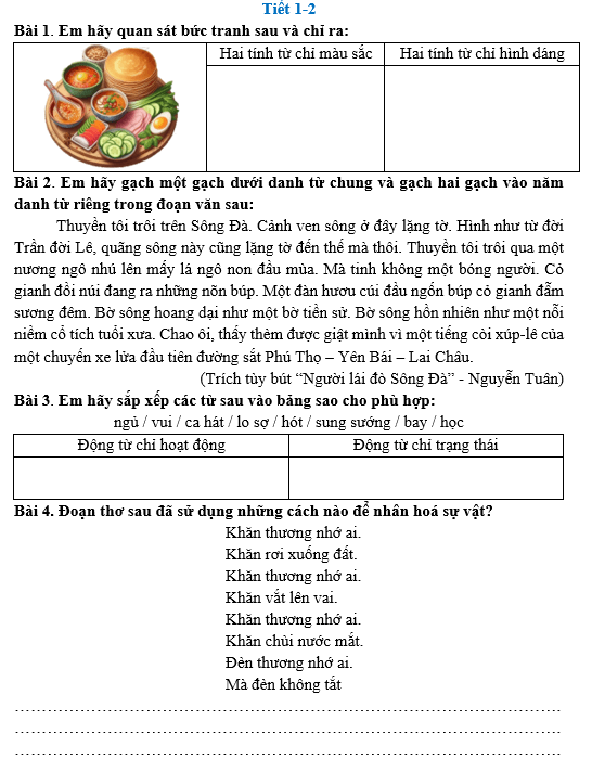 Bài tập hàng ngày Tiếng Việt lớp 4 Ôn tập cuối học kì 1 | Kết nối tri thức