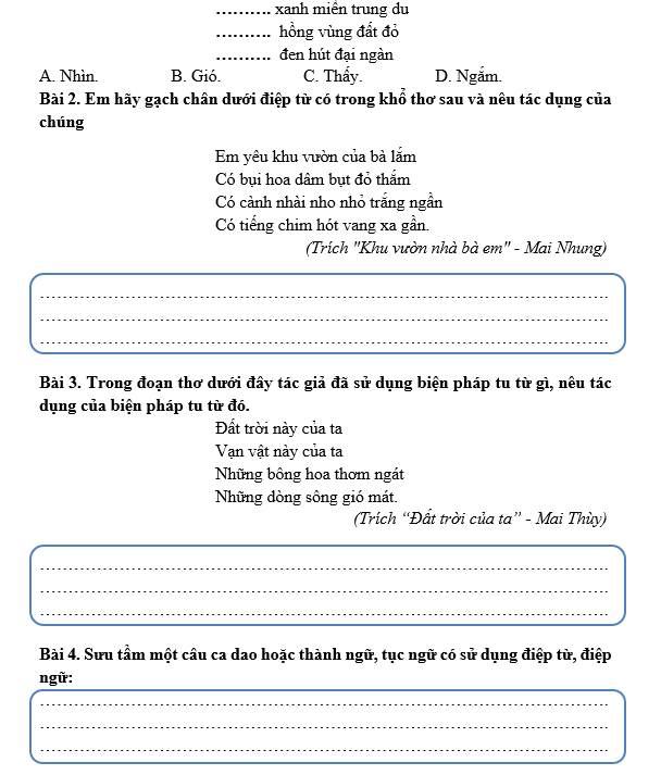 Bài tập hàng ngày Tiếng Việt lớp 5 Bài 27: Tranh làng Hồ | Kết nối tri thức