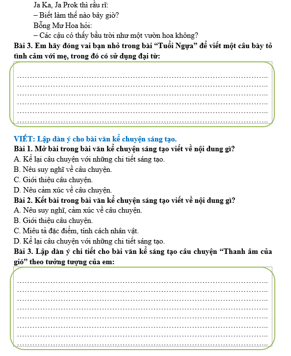 Bài tập hàng ngày Tiếng Việt lớp 5 Bài 3: Tuổi ngựa | Kết nối tri thức