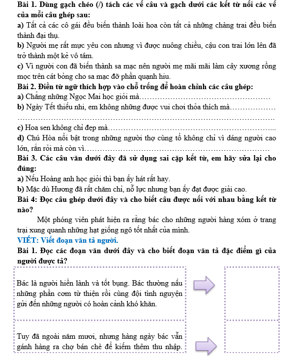 Bài tập hàng ngày Tiếng Việt lớp 5 Bài 5: Giỏ hoa tháng Năm | Kết nối tri thức