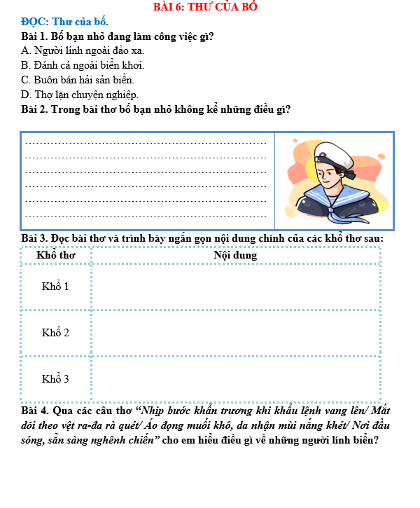 Bài tập hàng ngày Tiếng Việt lớp 5 Bài 6: Thư của bố | Kết nối tri thức