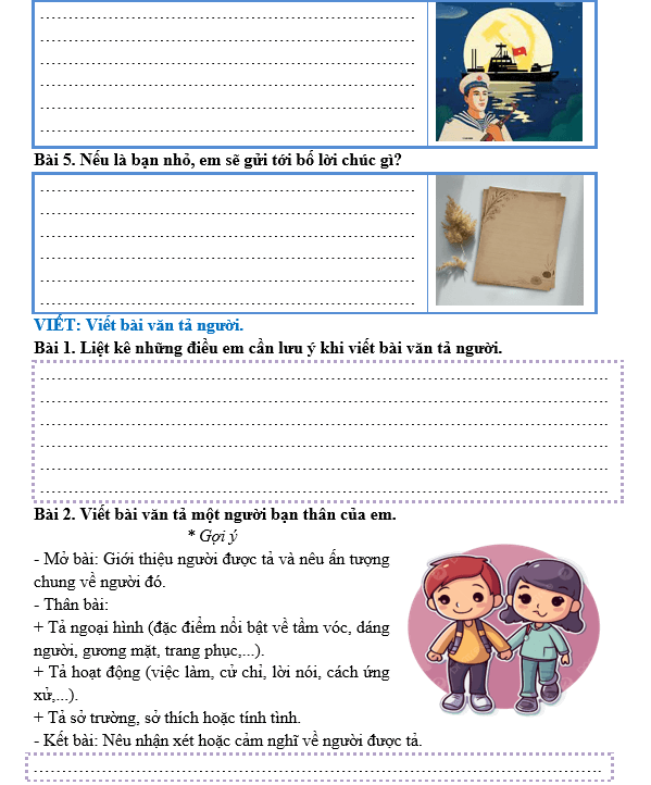 Bài tập hàng ngày Tiếng Việt lớp 5 Bài 6: Thư của bố | Kết nối tri thức