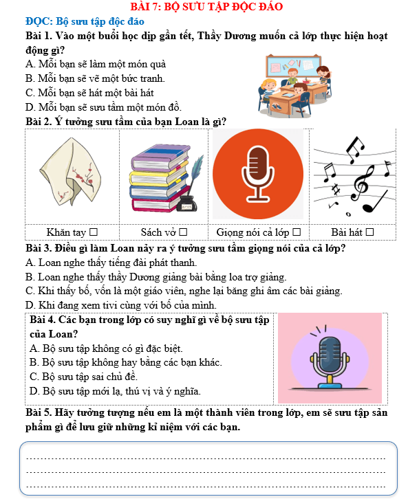 Bài tập hàng ngày Tiếng Việt lớp 5 Bài 7: Bộ sưu tập độc đáo | Kết nối tri thức