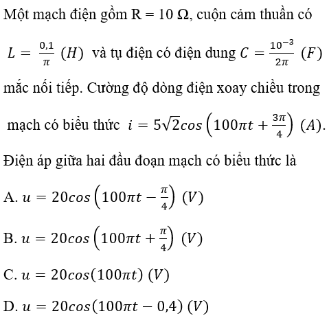 BÃ i táº­p tráº¯c nghiá»m Váº­t LÃ­ 12 | CÃ¢u há»i tráº¯c nghiá»m Váº­t LÃ­ 12