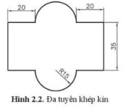 Dùng lệnh polyline vẽ hình 2.2