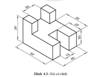 Lập bản vẽ hình chiếu vuông góc cho vật thể hình 4.3