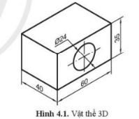 Vẽ hình chiếu vuông góc của vật thể hình 4.1