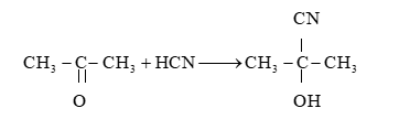 Viết cơ chế của phản ứng hoá học xảy ra giữa acetone với HCN