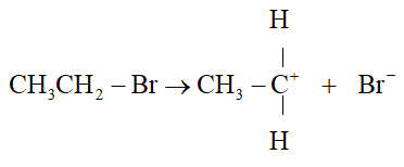 Trình bày sự phân cắt dị li của liên kết C – Br trong phân tử CH3CH2 – Br
