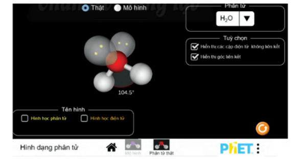 Thực hành thí nghiệm Hình dạng phân tử bằng phần mềm PhET