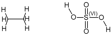 Hiển thị cấu trúc phân tử của ethane (C2H6) và sulfuric acid (H2SO4) dưới dạng 3D