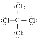 Viết công thức Lewis của phân tử CCl4
