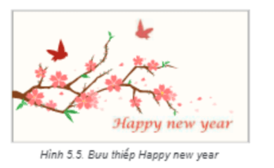 Hãy thiết kế một mẫu bưu thiếp Happy new year như Hình 5.5