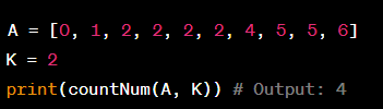 Cho một dãy số bất kì và một số K, tìm số lần xuất hiện của K