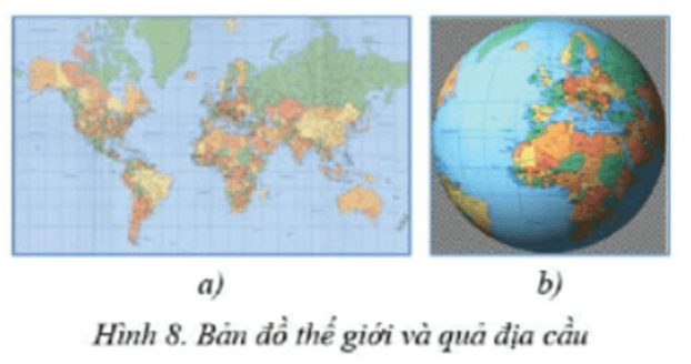 Hãy sưu tầm từ internet một bức ảnh về bản đồ thế giới ví dụ như hình 8a