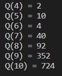 Gọi Q(n) là số các cách xếp n quân Hậu lên bàn cờ kích thước n x n