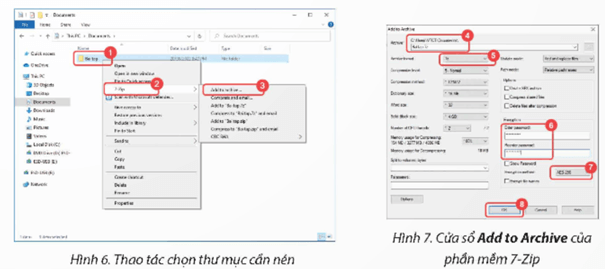 Nén dữ liệu có sử dụng mật khẩu bằng phần mềm 7-Zip trang 40 Chuyên đề Tin học 12
