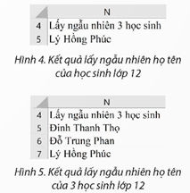 Lấy ngẫu nhiên họ tên của học sinh bằng hàm RANDBETWEEN trang 61 Chuyên đề Tin học 12