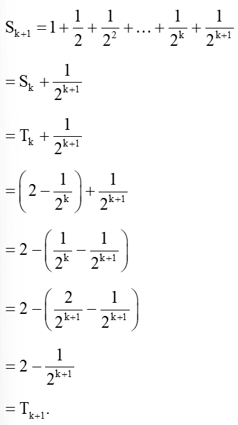 Cho Sn = 1 + 1/2 + 1/2^2 + ... + 1/2^n và Tn = 2 - 1/2^n (ảnh 1)