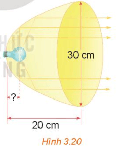 Xét đèn có bát đáy parabol với kích thước được thể hiện trên Hinh 3.20